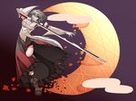  animal_ears bare_shoulders breasts crescent_moon detached_sleeves highres inubashiri_momiji large_breasts mazuka_kei moon red_eyes short_hair silver_hair solo sword tail touhou weapon wolf_ears wolf_tail 