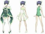  bare_legs blue_hair bow casual_one-piece_swimsuit china_dress chinese_clothes costume_chart dodonpachi dodonpachi_saidaioujou dress expressionless flat_chest full_body geta green_bow green_dress green_eyes green_footwear green_ribbon green_swimsuit hair_ribbon high_heels hikari_(saidaioujou) multiple_persona nagi_ryou off_shoulder official_art one-piece_swimsuit ribbon see-through_silhouette short_hair simple_background skirt standing sundress swimsuit thighhighs toeless_legwear white_background white_footwear white_legwear white_skirt 