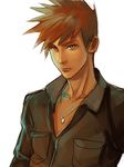  brown_eyes brown_hair jewelry magatsumagic male_focus necklace ookido_shigeru pokemon pokemon_(anime) realistic solo spiked_hair 