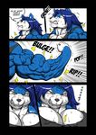  abs biceps big_breasts blue blue_body breasts canine comic female growth hair hopey huge_breasts long_hair mammal muscles muscular_female pokkuti standing wolf wolfess 