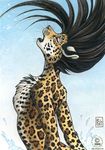  breasts feline female hair kacey leopard long_hair mammal nude open_mouth side_boob surfacing water 