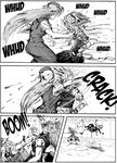  blood comic drsunshine fighting freckles greyscale hat hong_meiling in_the_face izayoi_sakuya long_hair monochrome multiple_girls punching tattoo touhou violence 