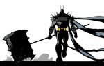  1boy absolute_batman absolute_dc axe back_spikes bat_mask batman batman_(absolute_dc) batman_(series) batman_symbol battle_axe belt cowl dc_comics dexter_soy lifting_object male_focus solo superhero_costume utility_belt weapon 