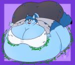  3_fingers anthro belly big_belly big_breasts big_butt biped black_eyewear black_glasses black_hooves blorp blue_body blue_countershading blue_fur blue_hair blue_tail border bottomwear breasts butt catrobis charlotte_fay chubby_cheeks cleavage cleavage_overflow clothed clothing countershade_face countershade_fur countershade_neck countershade_tail countershade_torso countershading extended_sound_effect eyewear fat_arms fat_neck felid female female_anthro fingers fur glasses gloves_(marking) green_emanata green_text grey_bottomwear grey_clothing grey_jacket grey_skirt grey_topwear groan gurgle_(sound_effect) hair happy hi_res hooves huge_belly huge_breasts huge_butt hyper hyper_belly immobile jacket mammal markings morbidly_obese morbidly_obese_anthro morbidly_obese_female obese obese_anthro obese_female open_mouth open_smile overweight overweight_anthro overweight_female purple_background purple_border rectangular_glasses red_mouth red_tongue rumbling_stomach scut_tail shirt short_tail simple_background skirt slosh sloshing_breasts smile solo sound_effect_variant sound_effects strawberrymilkdog tail text tongue topwear torn_clothing unguligrade vowelless vowelless_sound_effect wardrobe_malfunction watermark white_clothing white_shirt white_topwear 