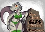 2022 4_fingers amber_eyes anthro back_spikes big_tail bold_text breasts cast_shadow claws cleavage closed_smile clothed clothing colored_line_art cracked cursive curvy_figure dark_body dark_scales dewlap_(anatomy) digital_drawing_(artwork) digital_media_(artwork) dinosaur eyelashes female fingers foot_size_difference footwear glistening glistening_body glistening_eyes graffiti green_clothing green_footwear green_socks green_underwear grey_body grey_claws grey_scales hand_on_leg hand_on_own_leg hand_on_own_thigh hand_on_thigh hi_res hip_dips hybrid indominus_rex jurassic_park jurassic_world leaning_on_object leg_grab legwear lidded_eyes mouth_closed muscular muscular_arms navel prehistoric_species pupils raised_tail reptile rock rounded_snout saurischian scales scalie shadow shadowed_eyes signature simple_background smile socchinn socks solo spikes spikes_(anatomy) tail teeth_showing text text_emphasis theropod thigh_grab thigh_highs underwear universal_studios voluptuous