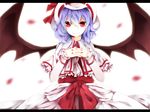  ascot bad_id bad_pixiv_id bat_wings bow capelet curiosities_of_lotus_asia hat hat_ribbon long_hair long_sleeves looking_at_viewer purple_hair red_eyes remilia_scarlet ribbon shouen_kigashi simple_background smile solo touhou wings 