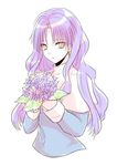  bad_id bad_pixiv_id bouquet caren_hortensia fate/hollow_ataraxia fate_(series) flower habit hydrangea long_hair namesake no_legs partially_colored purple_hair solo uka_(color_noise) yellow_eyes 