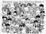 6+boys bald bird birdcage blush box cage cat character_request chibi chibi_only chopsticks closed_eyes commentary_request daruma_doll donut earmuffs everyone facial_hair fish food gift gift_box glasses gloves greyscale hair_between_eyes hair_over_one_eye hand_fan hat highres holding holding_chopsticks holding_sword holding_weapon ice_cream_cone japanese_clothes monochrome multiple_boys mustache navel one_eye_closed open_mouth parfait pinky_out racing_suit shira_(kunseitamago) smile snake snowman striped_background sword tennis_no_ouji-sama tongue tongue_out weapon yawning 