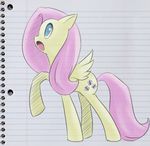  cute cutie_mark equine female feral fluttershy_(mlp) friendship_is_magic hair lined_paper mammal mephilez my_little_pony pegasus pink_hair solo wings yellow yellow_body 