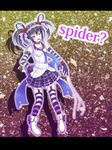  artist_request bare_shoulders black_hair elbow_gloves gloves minecraft necktie okuri_banto red_eyes solo spider spider_(minecraft) thighhighs tie 