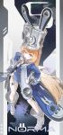  1girl blonde_hair blue_jacket blush garter_straps gloves grey_hat hat highres jacket large_hat long_hair looking_at_viewer mw_01m norma_(zenless_zone_zero) open_mouth purple_eyes shako_cap simple_background solo thighhighs white_garter_straps white_gloves white_thighhighs zenless_zone_zero 