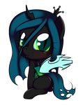  alpha_channel blush changeling chibi female feral friendship_is_magic green_eyes green_hair hair holes horn kloudmutt long_hair my_little_pony plain_background queen_chrysalis_(mlp) solo transparent_background wings 