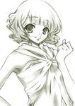  akb0048 bespectacled curly_hair glasses kanzaki_suzuko monochrome short_hair smile solo 