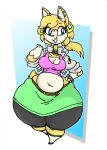 2023 anthro belly belt biped blayaden blonde_hair blue_eyes bottom_heavy bottomwear bracelet breasts brown_belt catrobis choker cleavage clothed clothed_anthro clothed_female clothing colored countershade_face countershade_fur countershade_torso countershading digital_drawing_(artwork) digital_media_(artwork) ear_piercing ear_ring feet felid feline female female_anthro fur gloves_(marking) green_bottomwear green_clothing green_skirt hair hand_on_hip hand_on_own_hip handpaw hooves jacket jewelry leg_markings mammal markings midriff navel necklace open_clothing open_jacket open_topwear paws piercing pink_clothing pink_shirt pink_tank_top pink_topwear ring_piercing sam_(blayaden) shirt skirt slightly_chubby slightly_chubby_anthro slightly_chubby_female small_feet socks_(marking) solo standing tank_top thick_thighs topwear unguligrade white_body white_countershading wide_hipped_anthro wide_hipped_female wide_hips yellow_body yellow_fur