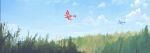  aircraft airplane blue_sky chinese_commentary cloud commentary_request contrail cotact147 day floatplane flying grass highres no_humans original pontoon propeller racing scenery seaplane sky smoke vehicle_focus vehicle_request 