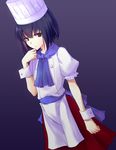  black_eyes black_hair chef chef_hat chef_uniform hat highres kotonohanoko kuonji_alice mahou_tsukai_no_yoru scarf solo toque_blanche wrist_cuffs 