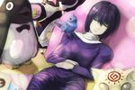  bird black_eyes black_hair dress mahou_tsukai_no_yoru okitsune_(kitsunegako) penguin sleeping solo stuffed_animal stuffed_penguin stuffed_toy tweedledee tweedledum 