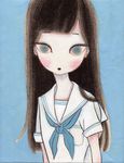  black_hair blush long_hair makita_haruka original school_uniform solo 