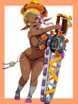 aquatic big_breasts bikini black_bikini black_clothing black_swimwear blonde_hair breasts cephalopod clothing cross_pupils dark_body dark_skin ear_piercing fangs female footwear frye_(splatoon) full-length_portrait grizzco_splatana hair hat headgear headwear hi_res holding_object holding_weapon humanoid humanoid_pointy_ears inkling looking_at_viewer mollusk navel nintendo open_mouth open_smile piercing pointy_ears portrait pseudo_hair purple_tongue smile socks solo splatoon swimwear t2ukmyjm teeth tentacle_hair tentacles toeless_footwear toeless_socks tongue two-piece_swimsuit weapon yellow_eyes