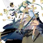  bad_id bad_pixiv_id coppelia_(futamine) floating_hair green_eyes green_hair hatsune_miku highres instrument long_hair looking_at_viewer megaphone open_mouth solo trumpet twintails vocaloid 