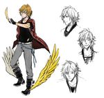  acidfreecoke amata_sora aquarion_(series) aquarion_evol colorized feathers male_focus tattoo wings 