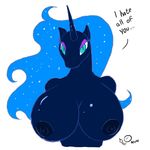  anthro anthrofied big_breasts blue_body breasts edit english_text equine female friendship_is_magic green_eyes horn huge_breasts hyper hyper_breasts mammal my_little_pony nightmare_moon_(mlp) nipples solo text unicorn zp92 
