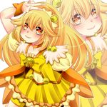  bad_id bad_pixiv_id bike_shorts blonde_hair bow bowtie brooch choker cure_peace dress hair_ornament highres jewelry kise_yayoi long_hair looking_up ponytail precure shorts shorts_under_skirt skirt smile smile_precure! solo sousuke_(sousaku_iyoku) tiara v yellow_eyes zoom_layer 