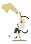  1girl animal_ears bug chibi francesca_lucchini green_hair hair_ribbon handstand kamereon_three military military_uniform panther_ears ribbon simple_background solo star star-shaped_pupils strike_witches symbol-shaped_pupils tail twintails uniform 