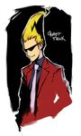  blonde_hair copyright_name formal ghost_trick imigimuru male_focus necktie sissel smile solo suit sunglasses 