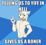  blue_background canine image_macro male meme plain_background solo tagme yiff_in_hell 