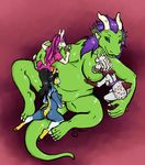  chubby dahlia dragon female fisting green green_body hair horn licking llama macro miranda nude purple purple_hair sigil sigilgoat size_difference sizeplay tongue 