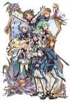  alternate_costume aqua_eyes aqua_hair black_hair blonde_hair blue_eyes brown_eyes brown_hair chloe_valens eyes_closed grey_hair grune_(tales) grune_(tales_of_legendia) highres jay moses_sandor norma_beatty orange_hair purple_eyes red_eyes senel_coolidge shirley_fennes tales_of_(series) tales_of_legendia will_raynard 