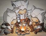  altair_ibn_la-ahad animal_ears assassin's_creed assassin's_creed_(series) assassin's_creed_ii assassin's_creed_iii bunny_ears bunny_tail campfire cat_ears cat_tail chibi connor_kenway dog_ears dog_tail eating ezio_auditore_da_firenze fire hood kemonomimi_mode male_focus multiple_boys no_eyes ren_(dokyakutu) sitting squatting tail vambraces 