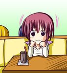  aoki_reika black_hair blush cup drink elbow_rest elbows_on_table hair_ribbon hoshizora_ikuyo kise_yayoi multiple_girls nishi_koutarou ponytail precure red_hair ribbon smile smile_precure! table 