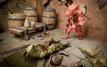 3d_(artwork) 4k absurd_res anthro anthro_on_anthro armor aroused axe barbarian blender_(artwork) blender_cycles_(artwork) bodily_fluids canid canine digital_media_(artwork) dragon duo ear_piercing epic_games floor foirgairwolf fortnite genital_fluids genitals green_body green_skin hi_res howlark_(foirgairwolf) hybrid_(fortnite) male male/male mammal mythological_canine mythological_creature mythological_scalie mythology piercing public red_body red_skin scalie tribal urine warehouse watersports weapon werecanid werecanine werecreature werewolf widescreen wood wood_floor