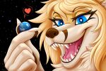  anthro canid canine cosmos earth_(planet) extreme_size_difference female female_anthro finger_heart fingers fox furrypur giantess_princess hair heart_symbol hi_res macro macro_anthro macro_female macro_focus mammal moon open_mouth planet size_difference solo space star 