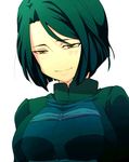  1nagaosa bob_cut fate/zero fate_(series) green_hair hisau_maiya short_hair simple_background smile solo white_background yellow_eyes 