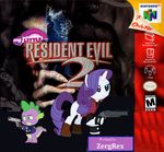  claire_redfield cosplay dragon equine female friendship_is_magic gun horse leon_kennedy male my_little_pony nintendo_64 parody ranged_weapon rarity_(mlp) resident_evil spike_(mlp) weapon 