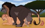 anal anal_penetration balls barely_visible_genitalia barely_visible_penis big_balls blue_sky bodily_fluids brown_body brown_fur brown_mane cum cum_in_ass cum_inside cum_on_ground cum_on_leg cum_on_penis duo erection eyes_closed fangs felid female female_penetrated feral feral_on_feral feral_penetrated feral_penetrating feral_penetrating_feral from_behind_position fur genital_fluids genitals grey_balls grey_body grey_fur hair hi_res killthe_demon lion male male/female male_penetrating male_penetrating_female mammal mane open_mouth orange_balls orange_body orange_fur pantherine pawpads penetration penile penile_penetration penis penis_in_ass pink_hair pink_pawpads pink_penis plant red_penis red_tongue sex short_hair shrub side_view sky tail tail_tuft teeth tongue tree tuft