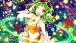  bad_id bad_pixiv_id dated goggles goggles_on_head green_eyes green_hair gumi happy_birthday highres looking_at_viewer navel one_eye_closed open_mouth sazanami_shione short_hair skirt solo vocaloid wrist_cuffs 