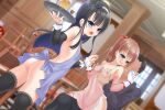  1boy 2girls apron ass asymmetrical_bangs black_flower black_hair black_rose black_thighhighs blue_apron blue_eyes blunt_bangs blunt_ends blurry blurry_background blush bow breasts cafe chair choppy_bangs cowboy_shot detached_sleeves dutch_angle embarrassed exhibitionism faceless faceless_male flower frown game_asset garter_belt gloves gloves_over_sleeves grabbing_another's_breast gradient_hair groping hair_between_eyes hair_bow hair_flower hair_ornament hairband hands_up hiba_airi hiba_airi_(magical_girl) holding holding_tray indoors lace-trimmed_sleeves lace-trimmed_thighhighs lace_trim long_hair looking_at_another looking_back magical_girl multicolored_hair multiple_girls naked_apron nanamiya_runa nanamiya_runa_(magical_girl) non-web_source nude official_art open_mouth pink_apron pink_hair pink_sleeves pink_thighhighs ponytail public_indecency red_bow rose roshutsu-kei_mahou_shoujo self-datamine shitou_(4h) short_ponytail sidelocks sitting sitting_on_person small_breasts smile standing straight_hair thighhighs tray visual_novel_cg white_garter_belt white_gloves white_wrist_cuffs wrist_cuffs 