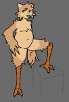 3_toes ambiguous_gender anthro avian bird brown_body brown_fur chicken colored_nails feet felid feline fur galliform green_eyes green_nails green_tongue hand_on_hip hybrid kash_(spl4t) light_body light_fur mammal nails one_leg_up phasianid pose raised_leg solo splattterdd toes tongue tuft