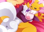  &lt;3 2016 alopex anthro anthro_on_anthro armwear bed between_breasts big_breasts big_butt black_sclera blue_eyes breast_pillow breasts bridal_gauntlets butt canid canine clothing crossover cuddling digimon digimon_(species) duo eye_contact female female/female fox fur half-closed_eyes hand_on_head hi_res hug huge_breasts lying mammal missionary_position mostly_nude neck_tuft nude on_back on_bed purple_fur raised_tail renamon romantic_couple sex smile spread_legs spreading sssonic2 teenage_mutant_ninja_turtles tuft white_fur yellow_fur 