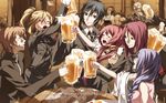  6+boys beatrice_waltrud_von_kircheisen beer_mug cup dies_irae drunk eleonore_von_wittenburg g_yuusuke german highres holding holding_cup lotus_reichhart military military_uniform multiple_boys multiple_girls ranguage riza_brenner rusalka_schwagerin toast_(gesture) uniform valeria_trifa waltrud_von_kircheisen wilhelm_ehrenburg wolfgang_schreiber 