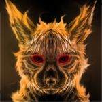  demon demonic feline fire looking_at_viewer lynx mammal red_eyes shadowlynx solo 