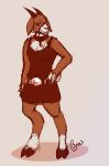  2015 3_fingers anthro barefoot bell bell_collar belt biped boer_goat bovid breasts brown_fur brown_horn caprine cleavage clothed clothing cloven_hooves collar colored_sketch countershade_face countershade_torso countershading curiouspie digital_drawing_(artwork) digital_media_(artwork) domestic_goat dress eyelashes feathering female front_view full-length_portrait fully_clothed fur gloves_(marking) goat hand_on_hip hooves horn looking_aside looking_away mammal markings medium_breasts monochrome multicolored_fur muzzle_(marking) portrait primrose_boer_goat sepia shadow short_tail signature smile socks_(marking) solo standing two_tone_fur white_countershading white_fur white_tail 