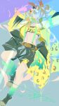 ahoge animal_ears bandeau breasts brown_hair commentary echoo faceless faceless_female green_socks hair_between_eyes hair_ornament hairclip highres horse_ears horse_girl horse_tail jacket jewelry jungle_pocket_(champion's_battle_cry)_(umamusume) jungle_pocket_(umamusume) long_sleeves medium_hair midriff notched_ear open_clothes single_loose_sock skirt small_breasts socks steel-toe_boots tail umamusume untranslatable_commentary yellow_bandeau yellow_jacket 