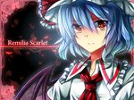  bad_id bad_pixiv_id bat_wings blue_hair character_name fuuna_(conclusion) red_eyes remilia_scarlet short_hair solo touhou upper_body wings 