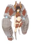  armor armored_twintails bad_id bad_pixiv_id black_hair boots dragon_nest gauntlets haijin highres midriff navel personification red_eyes short_hair simple_background solo twintails white_background 