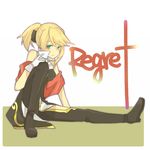  bare_shoulders blonde_hair blue_eyes breasts character_name coat gloves legretta long_hair pantyhose ponytail scarf tales_of_(series) tales_of_the_abyss 